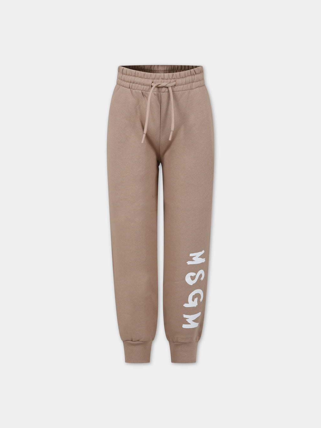 Beige trousers for kids with logo